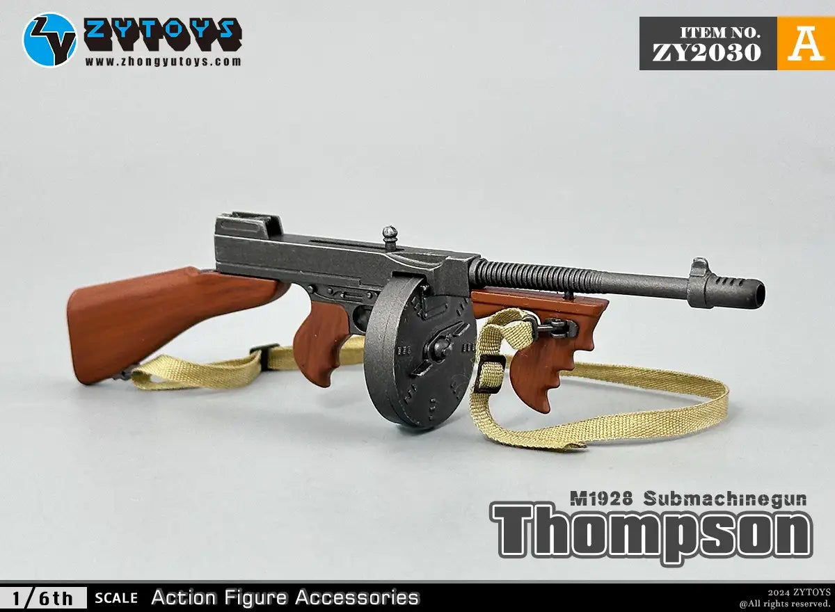 1:6 scale ZY Toys WWII US Thompson Submachine Gun w/ Drum Mag Weapon Set for 12" Figures ZY2030A