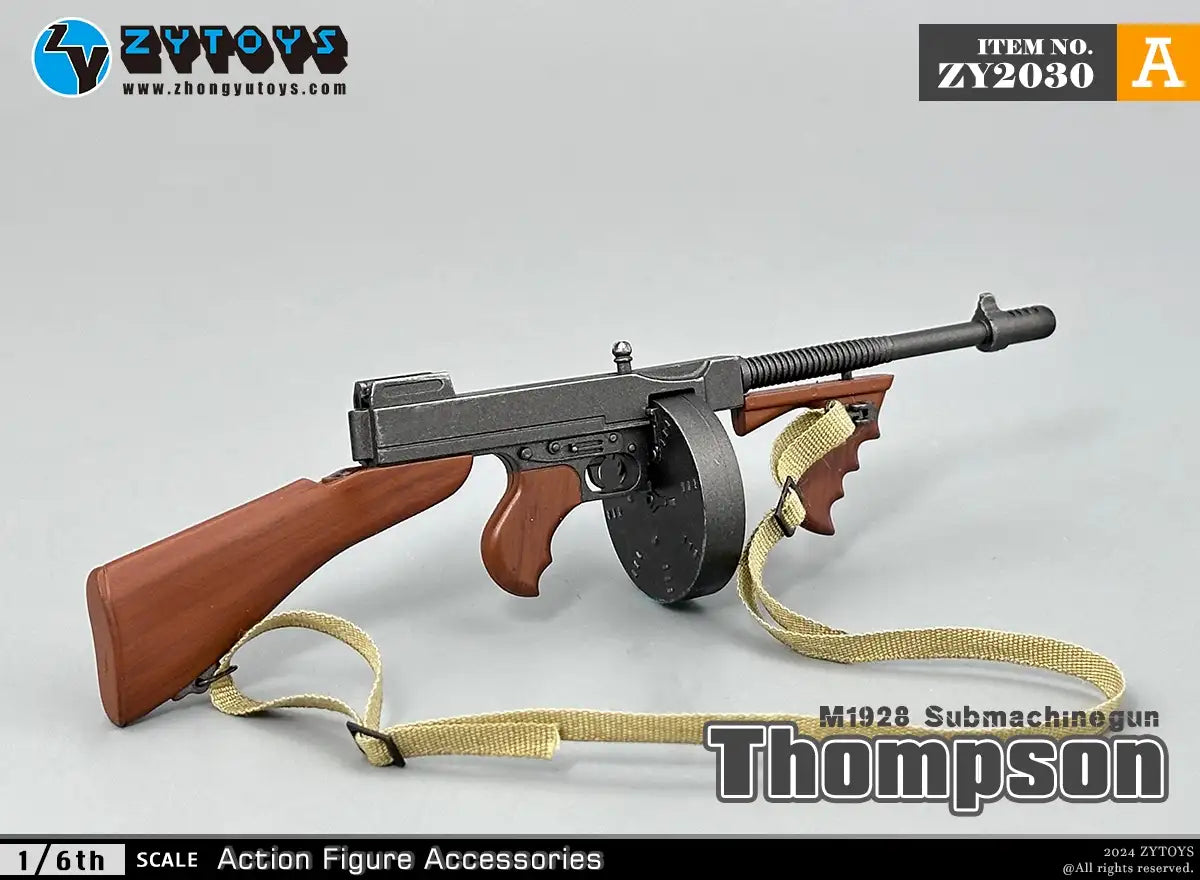 1:6 scale ZY Toys WWII US Thompson Submachine Gun w/ Drum Mag Weapon Set for 12" Figures ZY2030A