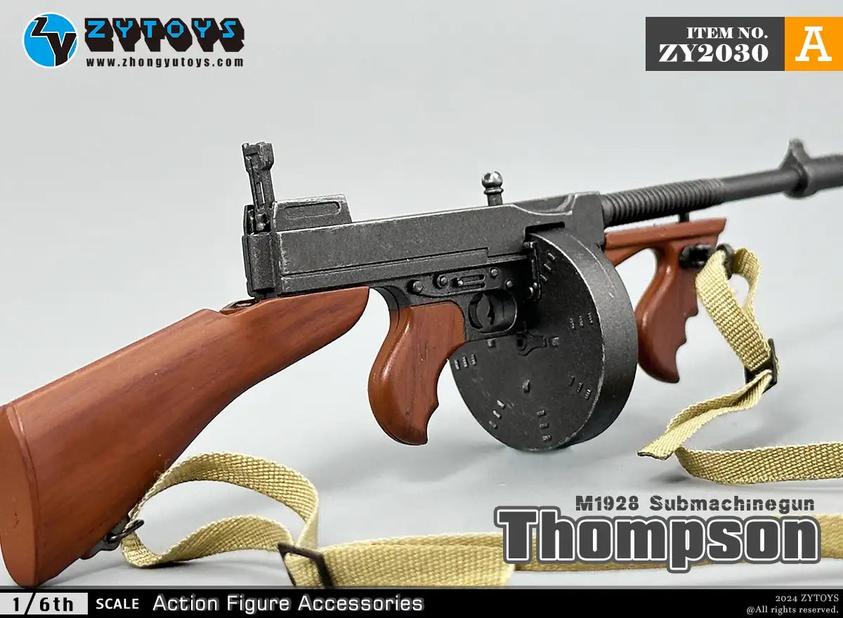 1:6 scale ZY Toys WWII US Thompson Submachine Gun w/ Drum Mag Weapon Set for 12" Figures ZY2030A