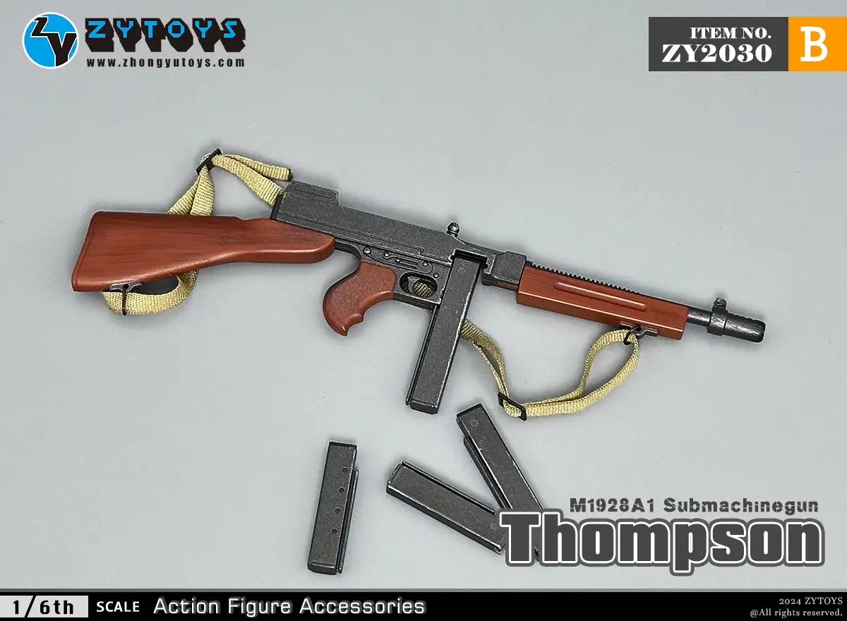 1:6 scale ZY Toys WWII US Thompson Submachine Gun w/ Stick Mag Weapon Set for 12" Figures ZY2030B