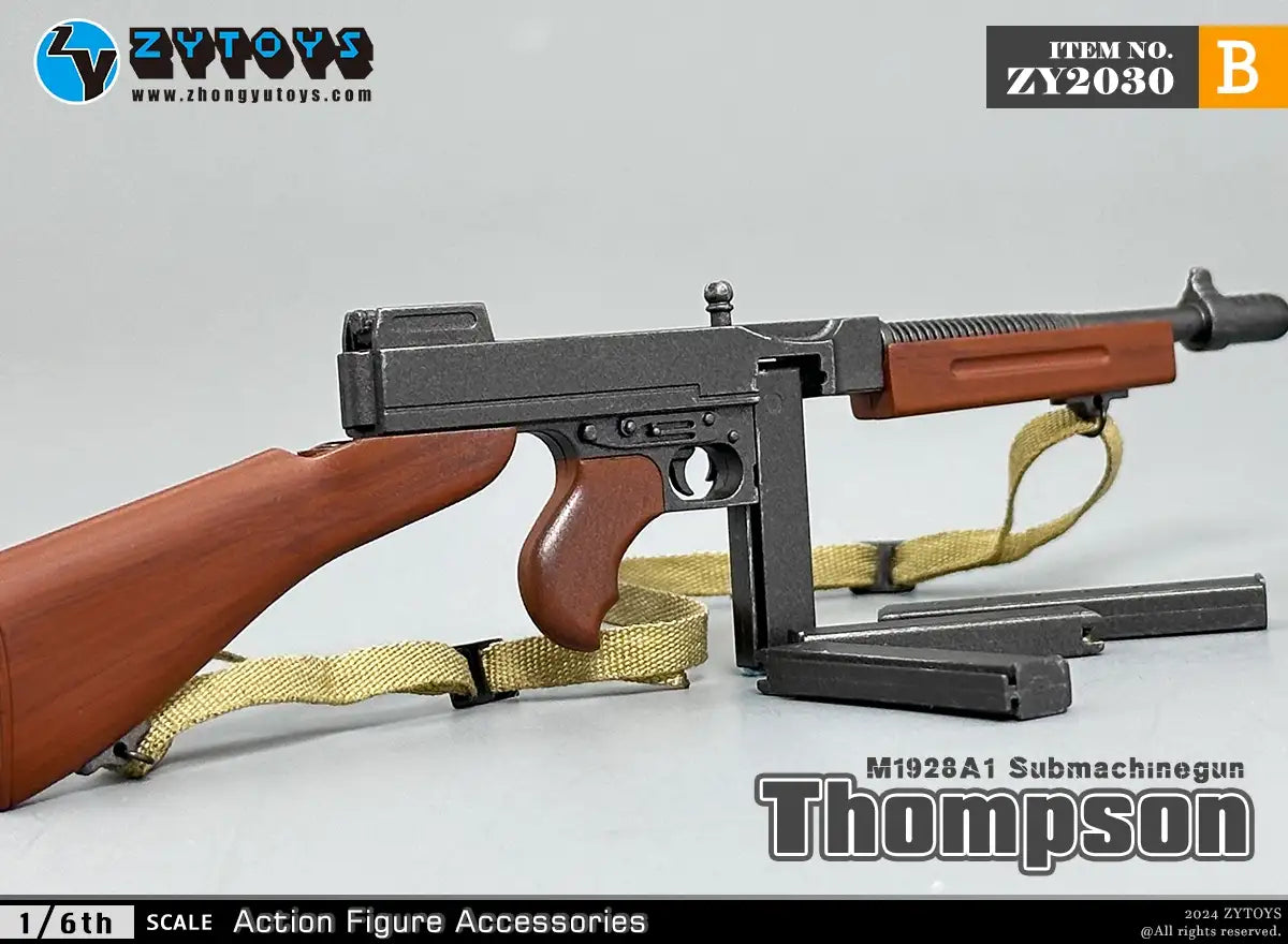 1:6 scale ZY Toys WWII US Thompson Submachine Gun w/ Stick Mag Weapon Set for 12" Figures ZY2030B
