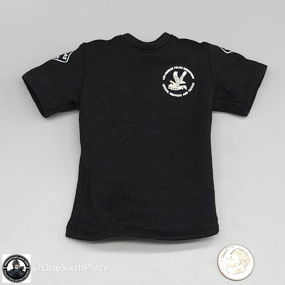 1:6 scale Easy & Simple LAPD SWAT Mens Black T-Shirt for 12" Figures