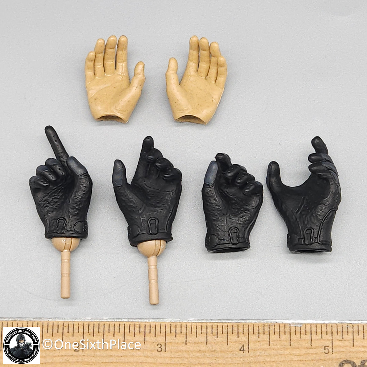 1:6 scale Easy & Simple LAPD SWAT Black Gloved Hands Set for 12" Figures