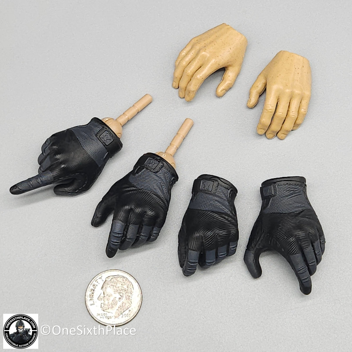 1:6 scale Easy & Simple LAPD SWAT Black Gloved Hands Set for 12" Figures