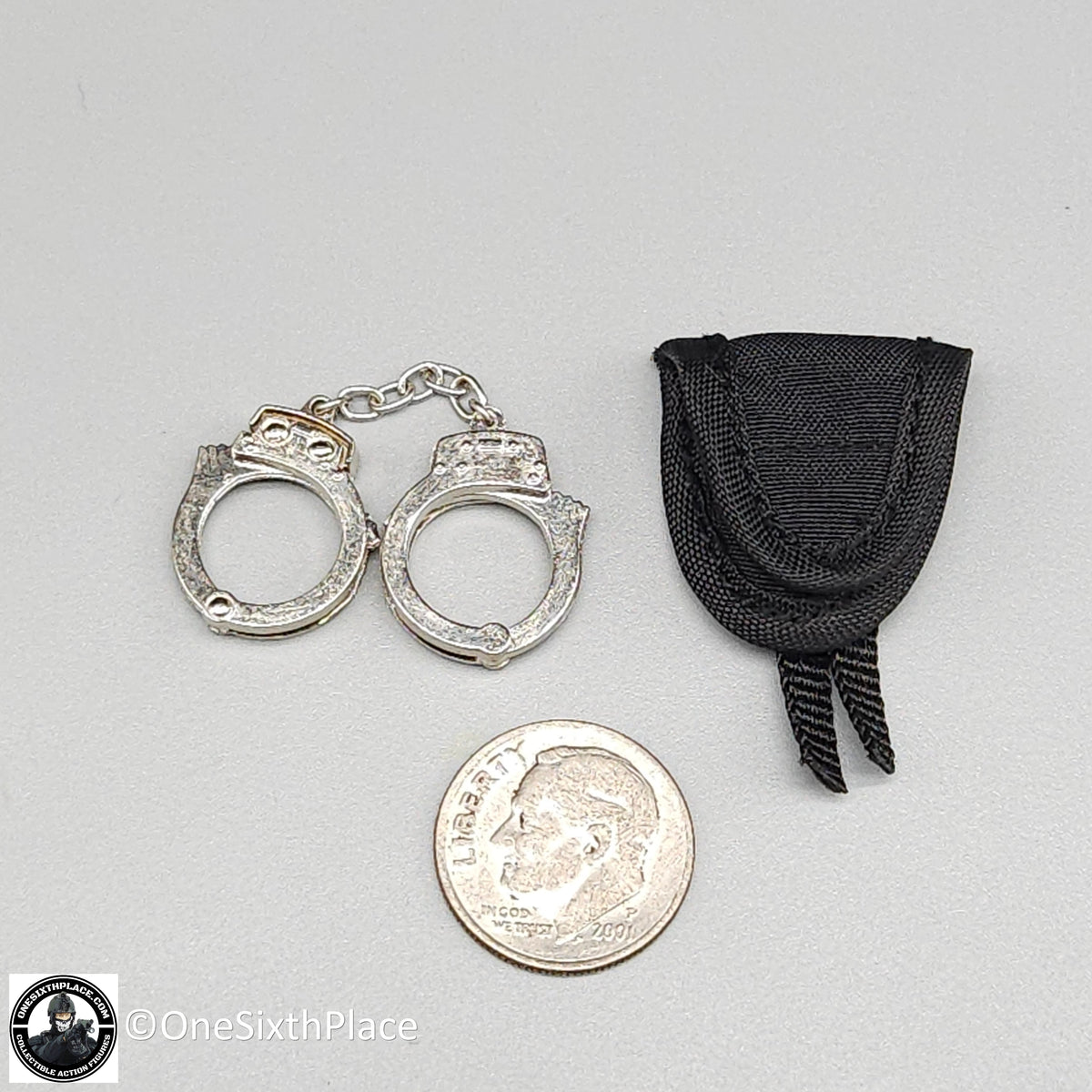 1:6 scale Easy & Simple LAPD SWAT Metal Handcuffs & Pouch for 12" Figures