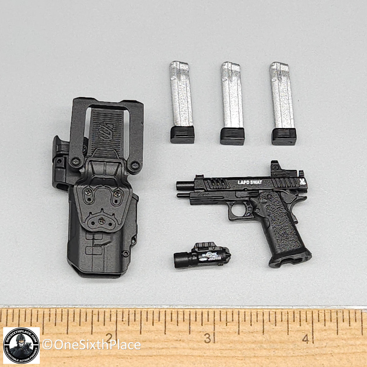 1:6 scale Easy & Simple LAPD SWAT 2011 Pistol & Holster for 12" Figures