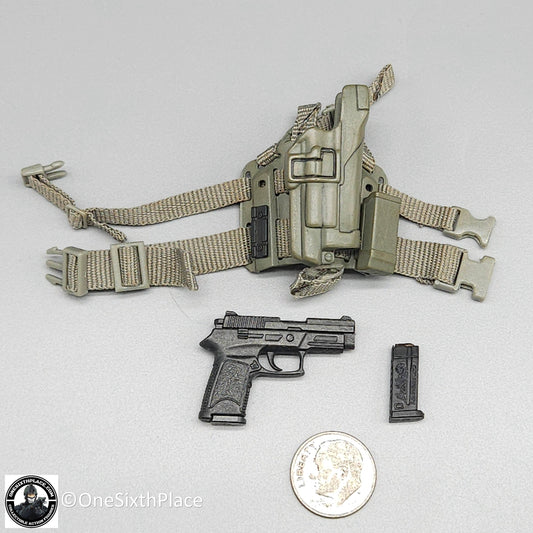 1:6 Hot Toys US Army Special Forces Sniper P250 Pistol w/ Holster for 12" Figures
