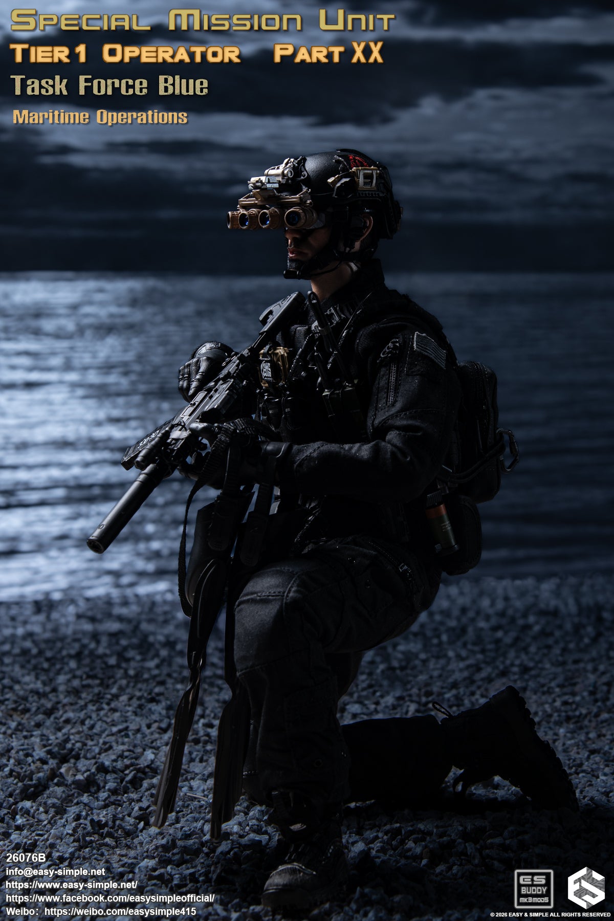 1:6 scale Easy & Simple 26076B Special Mission Unit Tier1 Operator Part XX Task Force Blue Maritime Operations 12" Figure (PREORDER)