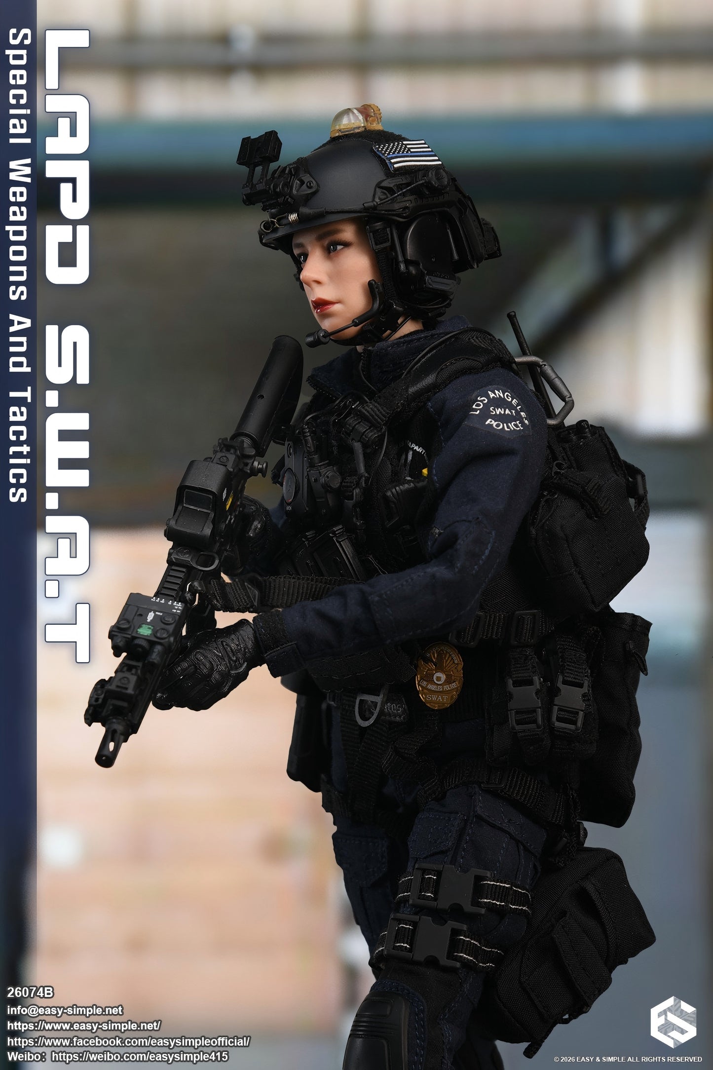 1:6 scale Easy & Simple LAPD S.W.A.T Special Weapons and Tactics 12" Female Figure 26074B (PREORDER)