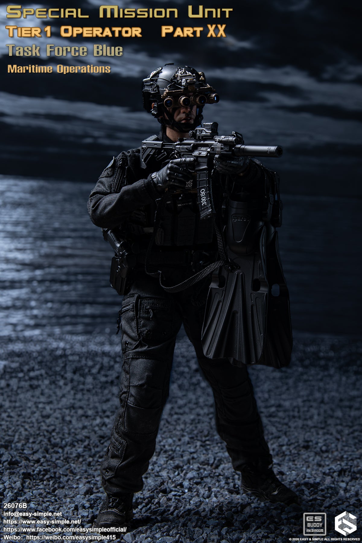 1:6 scale Easy & Simple 26076B Special Mission Unit Tier1 Operator Part XX Task Force Blue Maritime Operations 12" Figure (PREORDER)