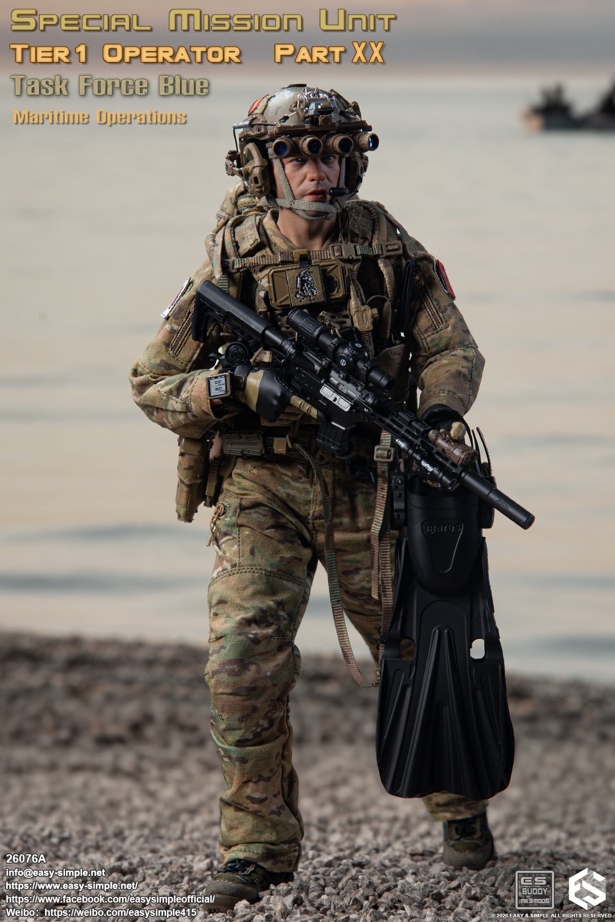 1:6 scale Easy & Simple 26076A Special Mission Unit Tier1 Operator Part XX Task Force Blue Maritime Operations 12" Figure (PREORDER)