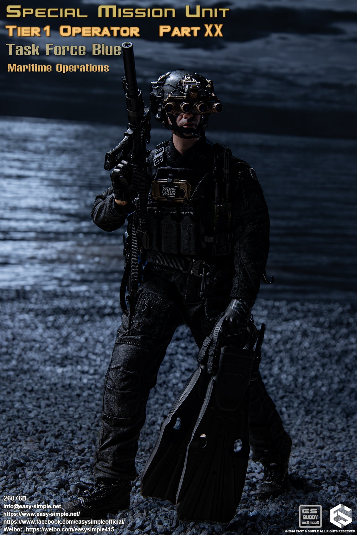 1:6 scale Easy & Simple 26076B Special Mission Unit Tier1 Operator Part XX Task Force Blue Maritime Operations 12" Figure (PREORDER)
