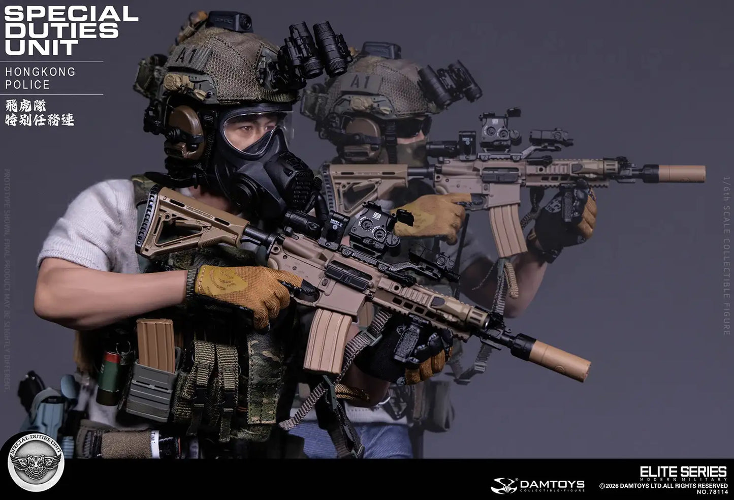 1:6 scale DAMTOYS Elite Series Hong Kong Police Special Duties Unit “Flying Tigers” Assault Team Leader 12" Figure DAM78114 (PREORDER)