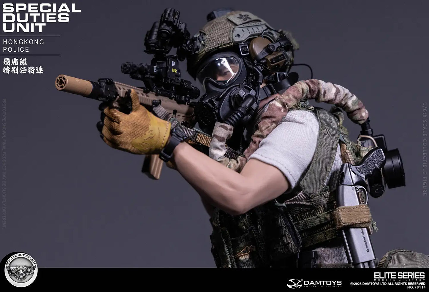 1:6 scale DAMTOYS Elite Series Hong Kong Police Special Duties Unit “Flying Tigers” Assault Team Leader 12" Figure DAM78114 (PREORDER)