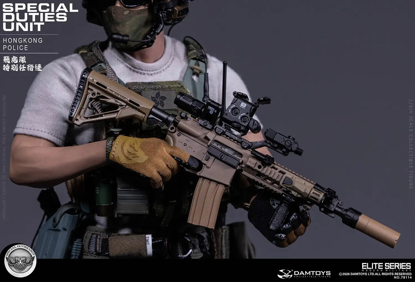 1:6 scale DAMTOYS Elite Series Hong Kong Police Special Duties Unit “Flying Tigers” Assault Team Leader 12" Figure DAM78114 (PREORDER)