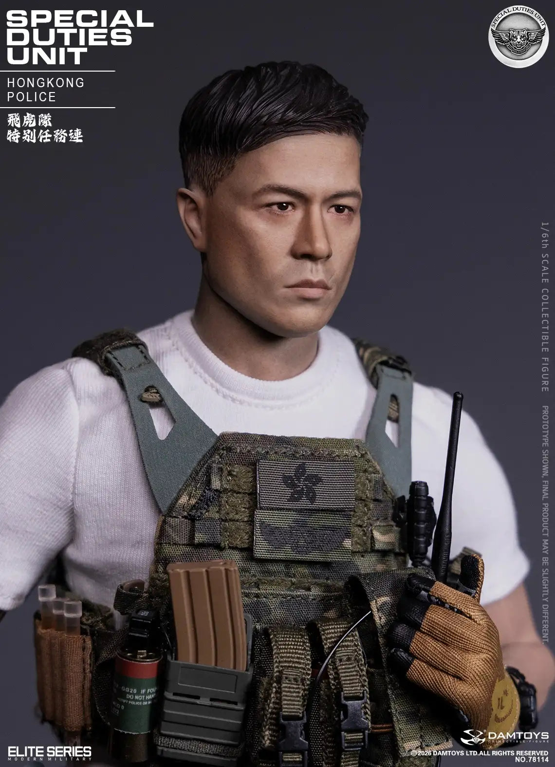 1:6 scale DAMTOYS Elite Series Hong Kong Police Special Duties Unit “Flying Tigers” Assault Team Leader 12" Figure DAM78114 (PREORDER)