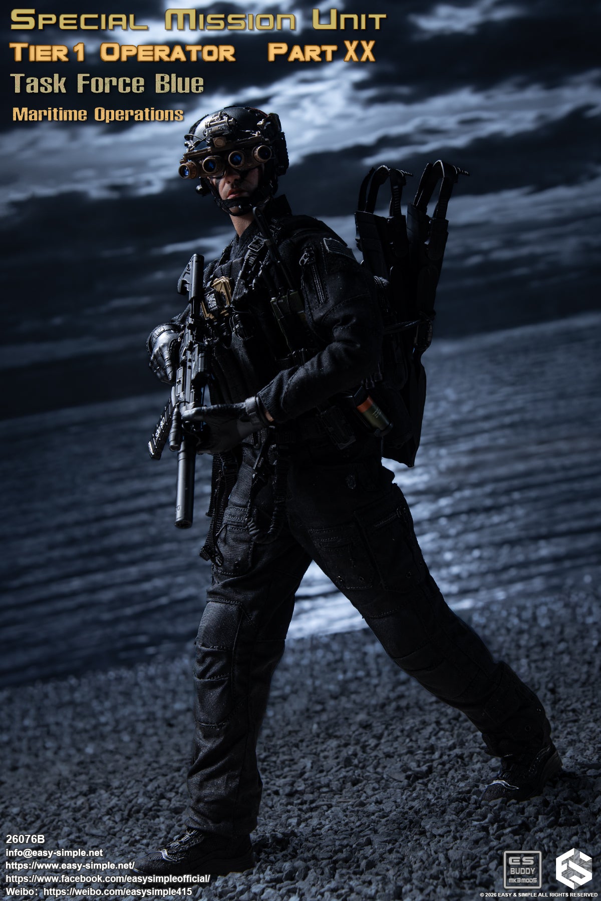 1:6 scale Easy & Simple 26076B Special Mission Unit Tier1 Operator Part XX Task Force Blue Maritime Operations 12" Figure (PREORDER)