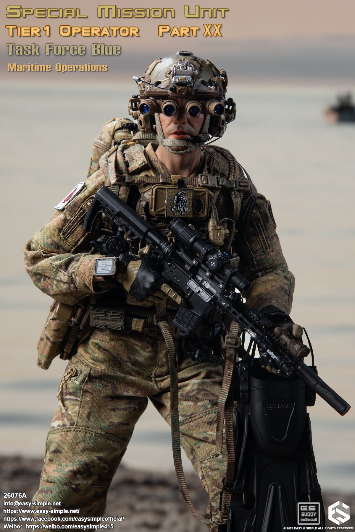 1:6 scale Easy & Simple 26076A Special Mission Unit Tier1 Operator Part XX Task Force Blue Maritime Operations 12" Figure (PREORDER)