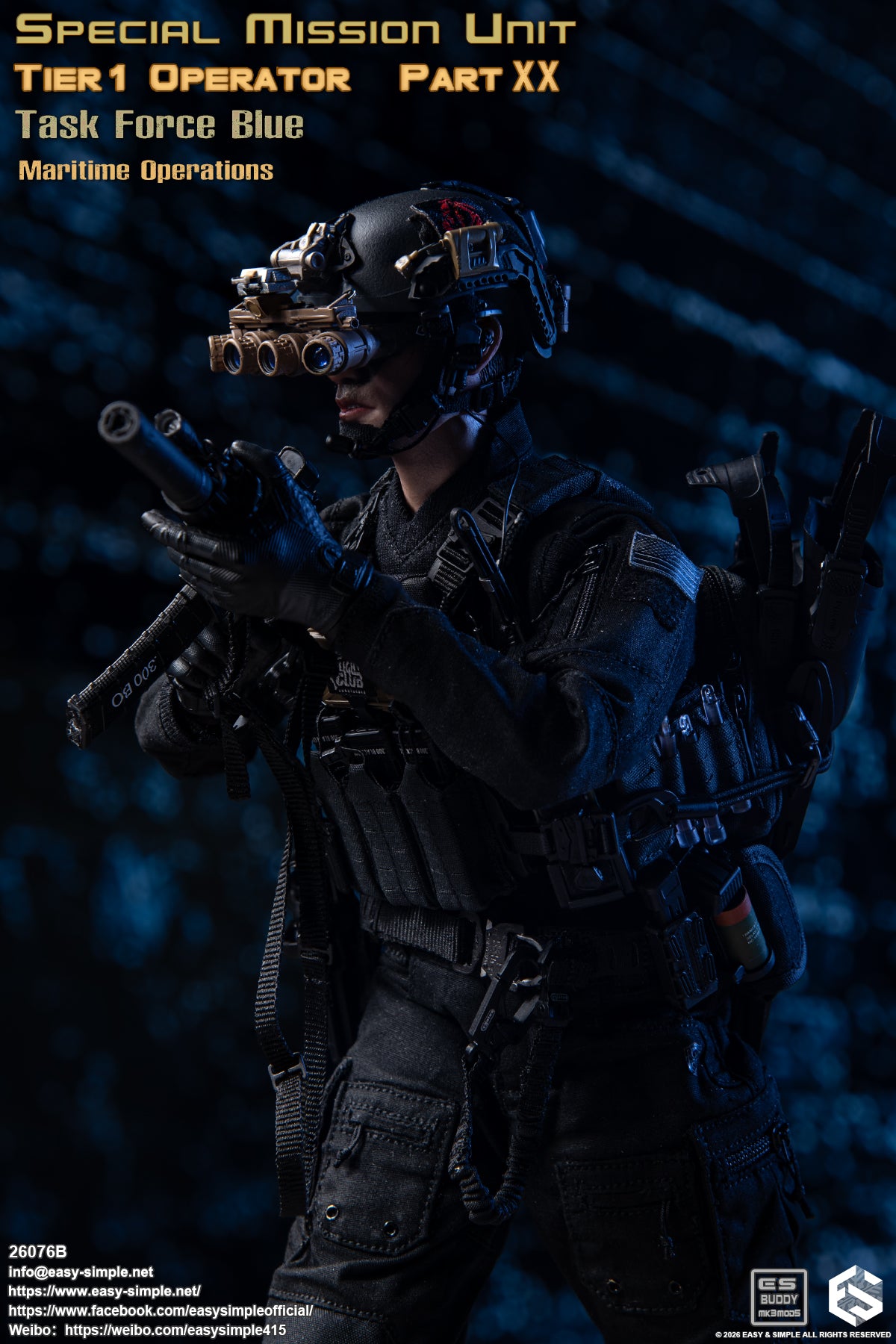 1:6 scale Easy & Simple 26076B Special Mission Unit Tier1 Operator Part XX Task Force Blue Maritime Operations 12" Figure (PREORDER)