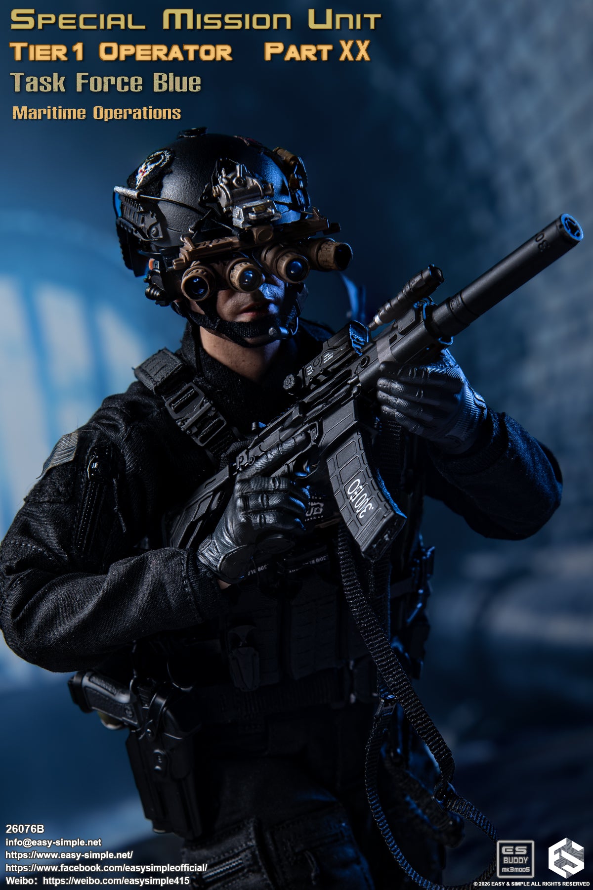 1:6 scale Easy & Simple 26076B Special Mission Unit Tier1 Operator Part XX Task Force Blue Maritime Operations 12" Figure (PREORDER)
