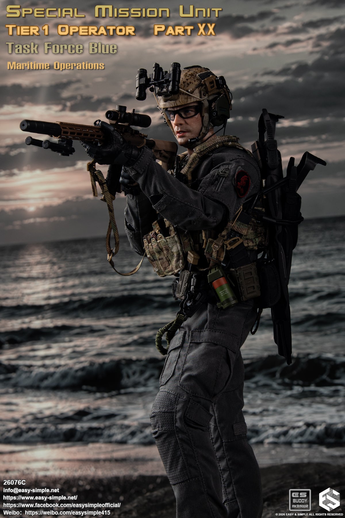 1:6 scale Easy & Simple 26076C Special Mission Unit Tier1 Operator Part XX Task Force Blue Maritime Operations 12" Figure (PREORDER)