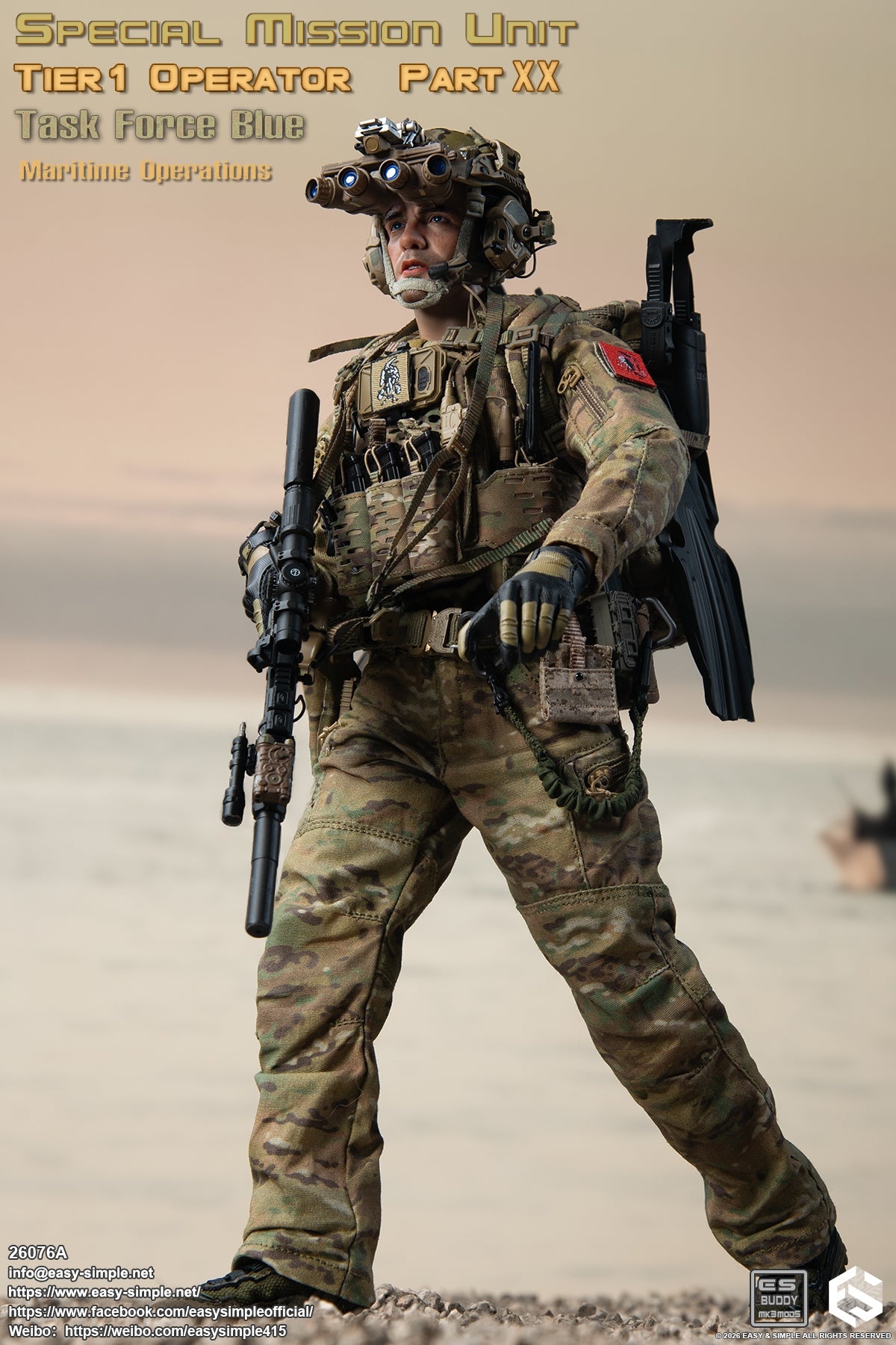 1:6 scale Easy & Simple 26076A Special Mission Unit Tier1 Operator Part XX Task Force Blue Maritime Operations 12" Figure (PREORDER)