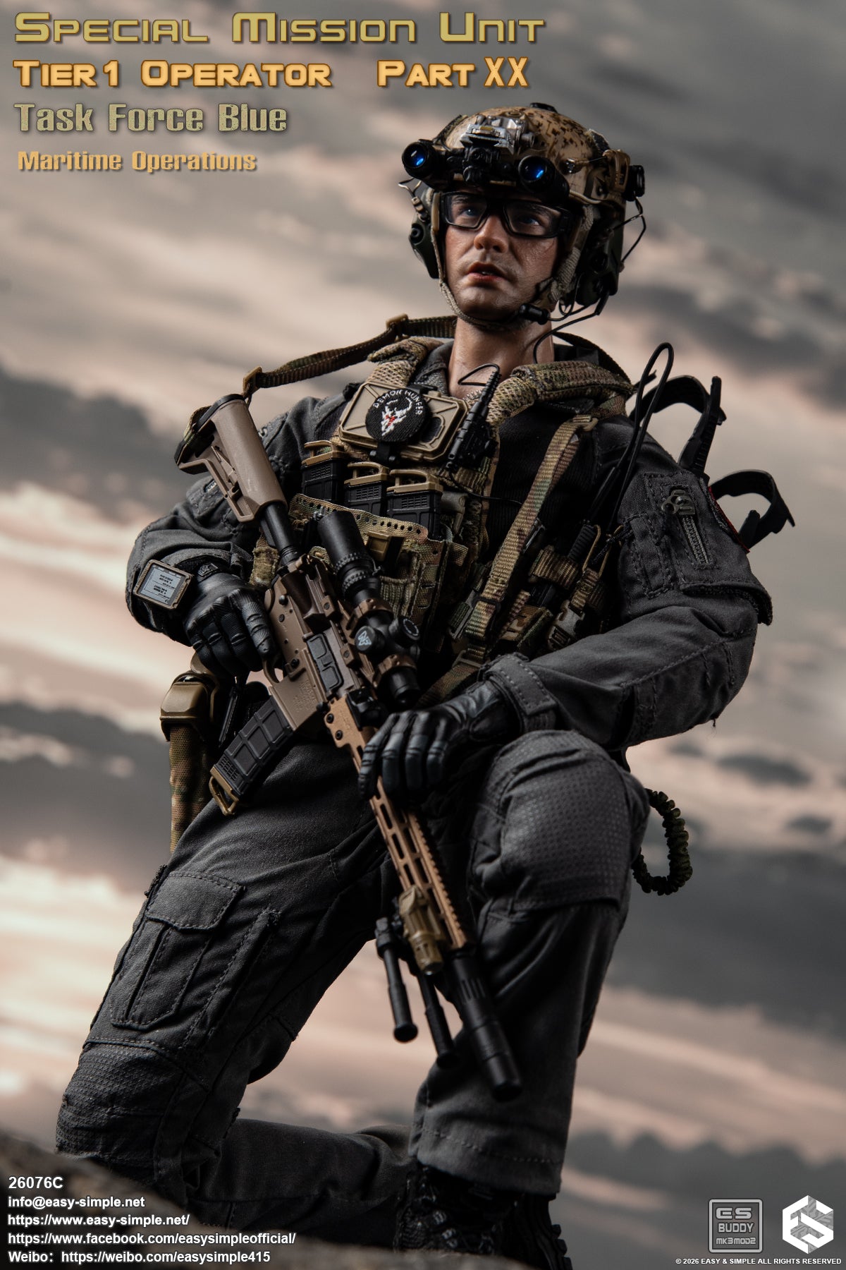 1:6 scale Easy & Simple 26076C Special Mission Unit Tier1 Operator Part XX Task Force Blue Maritime Operations 12" Figure (PREORDER)