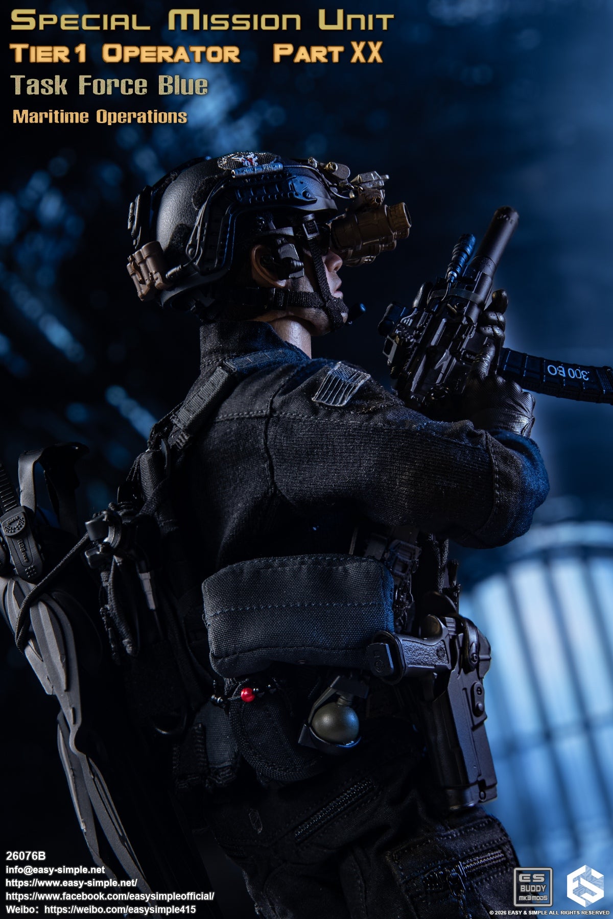 1:6 scale Easy & Simple 26076B Special Mission Unit Tier1 Operator Part XX Task Force Blue Maritime Operations 12" Figure (PREORDER)