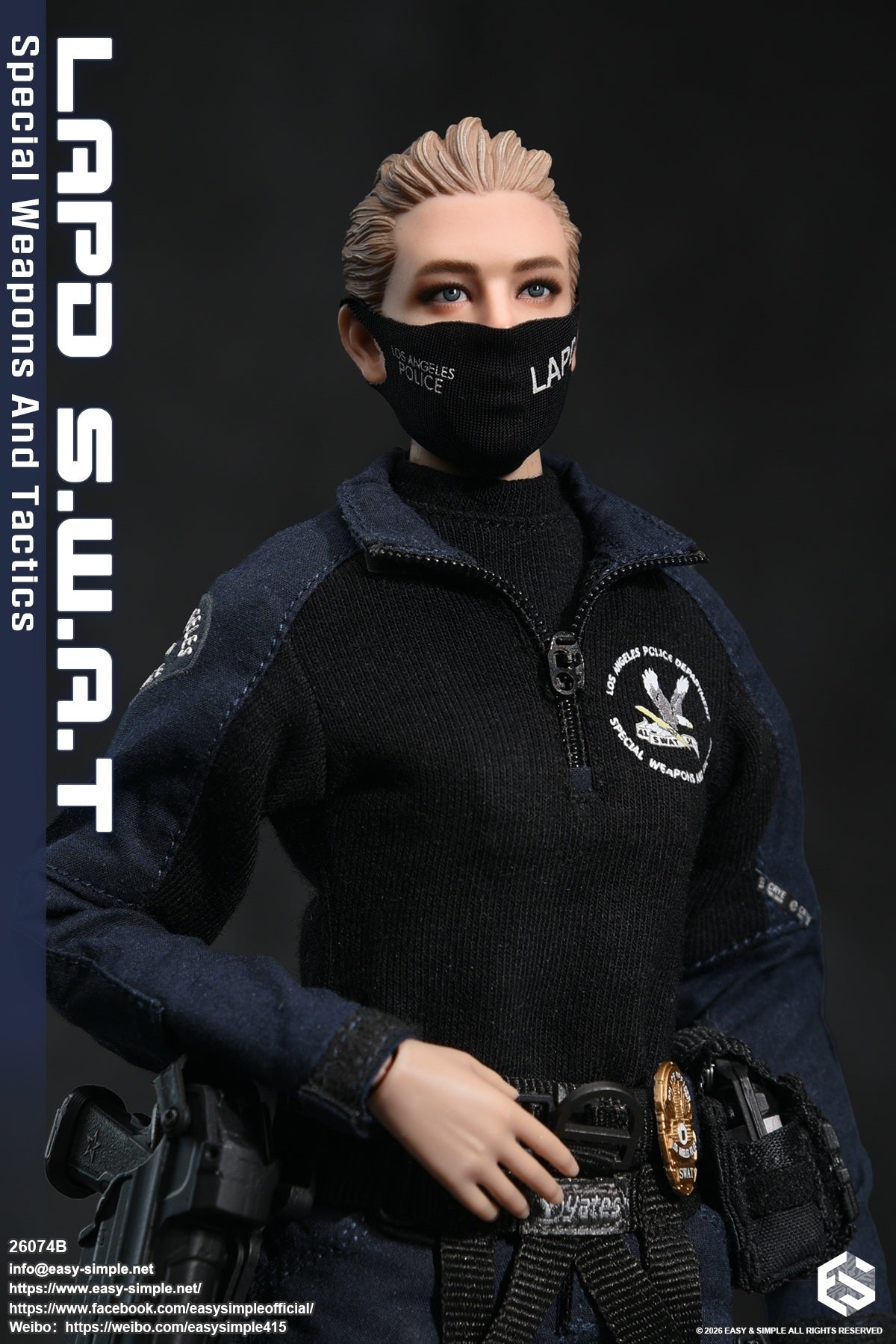 1:6 scale Easy & Simple LAPD S.W.A.T Special Weapons and Tactics 12" Female Figure 26074B (PREORDER)