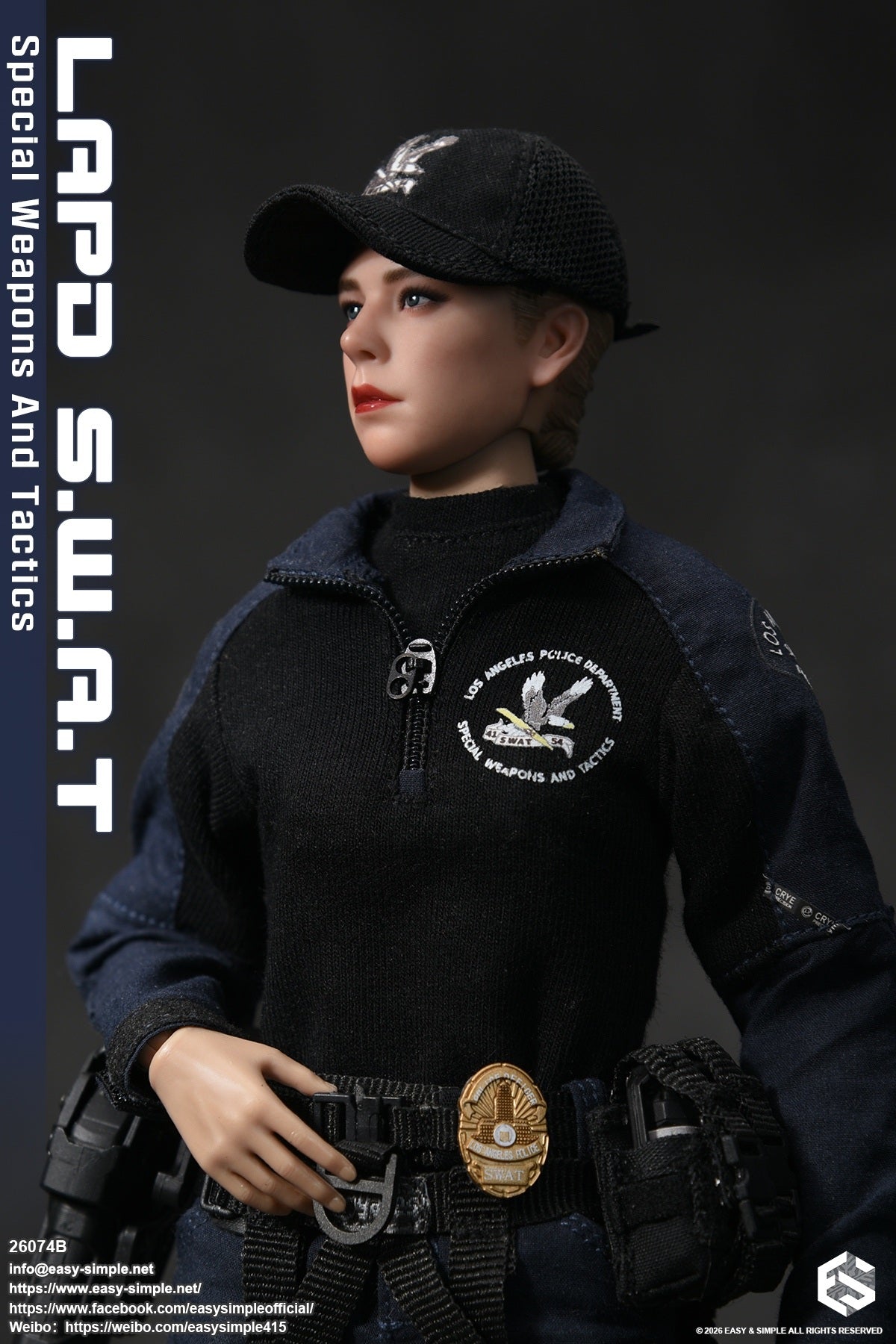 1:6 scale Easy & Simple LAPD S.W.A.T Special Weapons and Tactics 12" Female Figure 26074B (PREORDER)