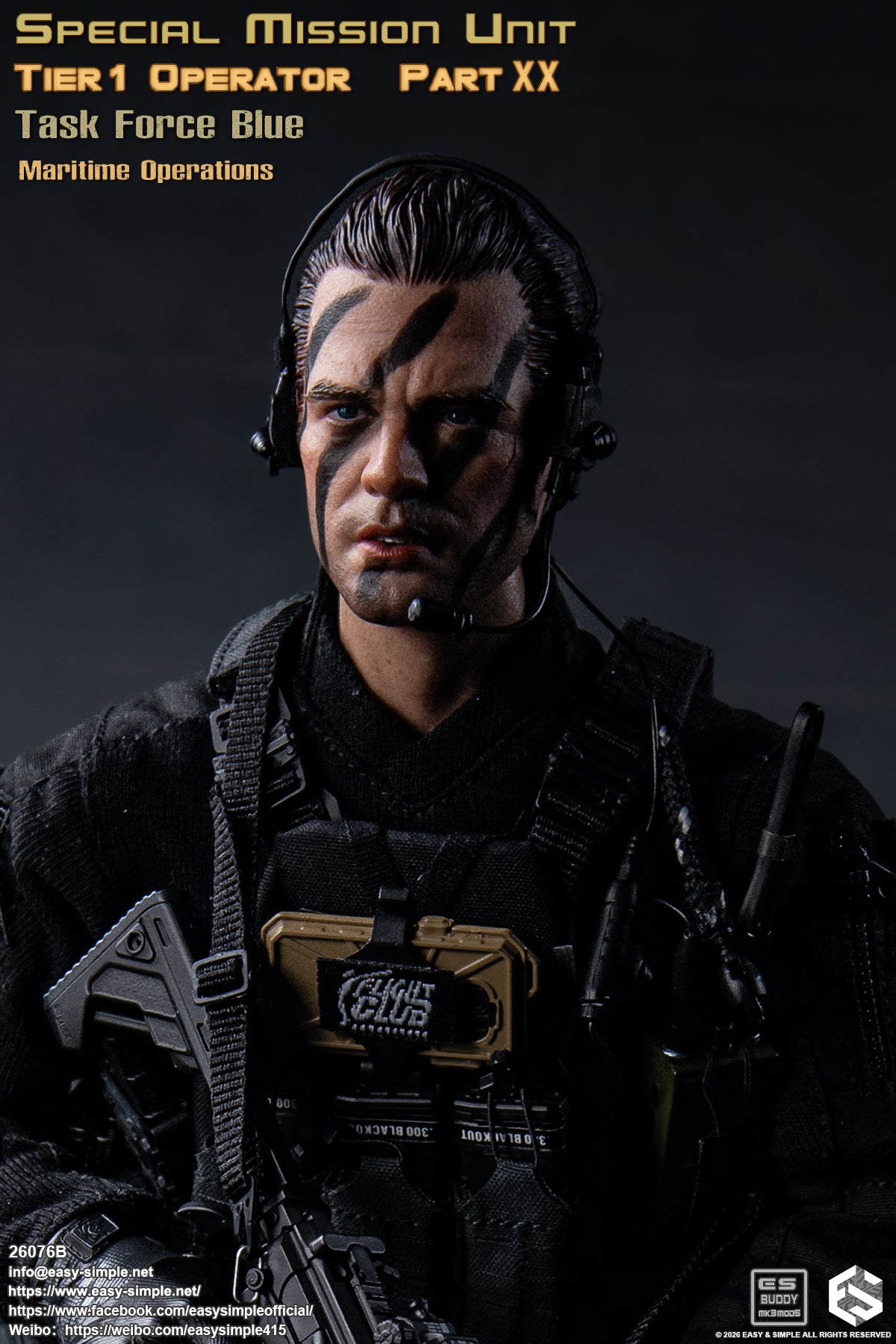 1:6 scale Easy & Simple 26076B Special Mission Unit Tier1 Operator Part XX Task Force Blue Maritime Operations 12" Figure (PREORDER)