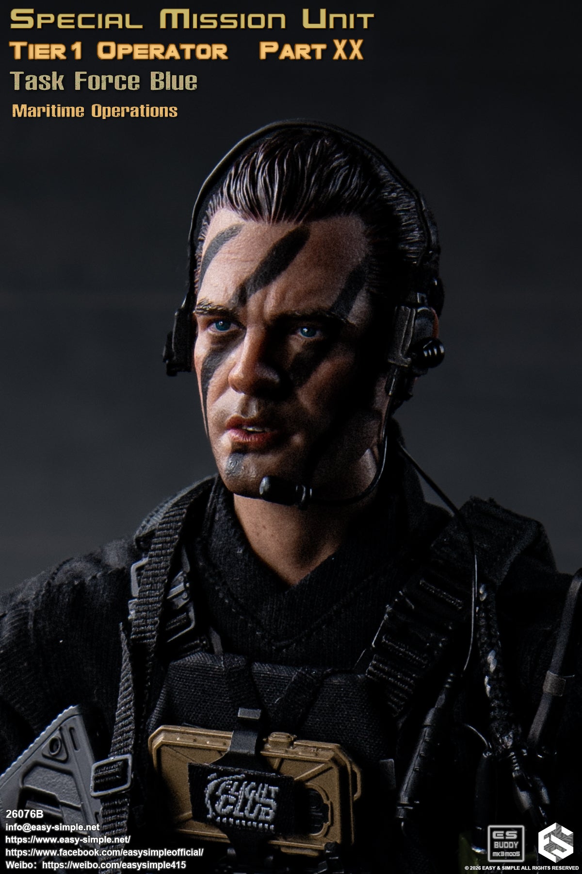 1:6 scale Easy & Simple 26076B Special Mission Unit Tier1 Operator Part XX Task Force Blue Maritime Operations 12" Figure (PREORDER)