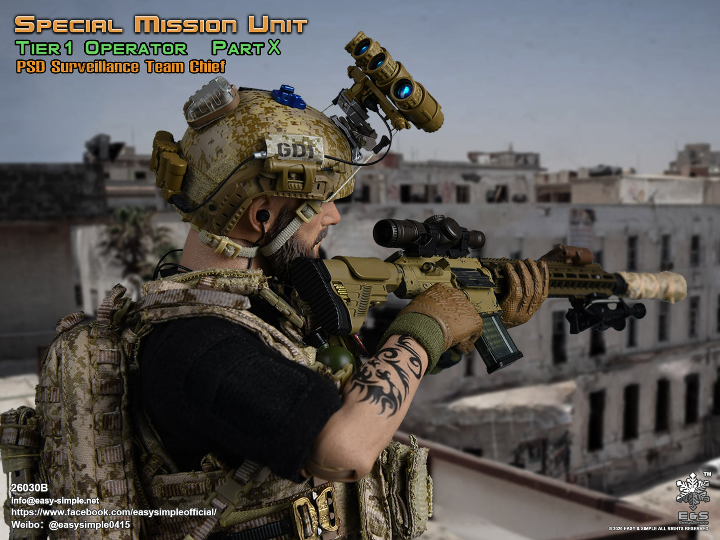 1:6 scale Easy & Simple SMU Tier 1 Operator Part X PSD Surveillance Team Chief for 12" Figures 26030B