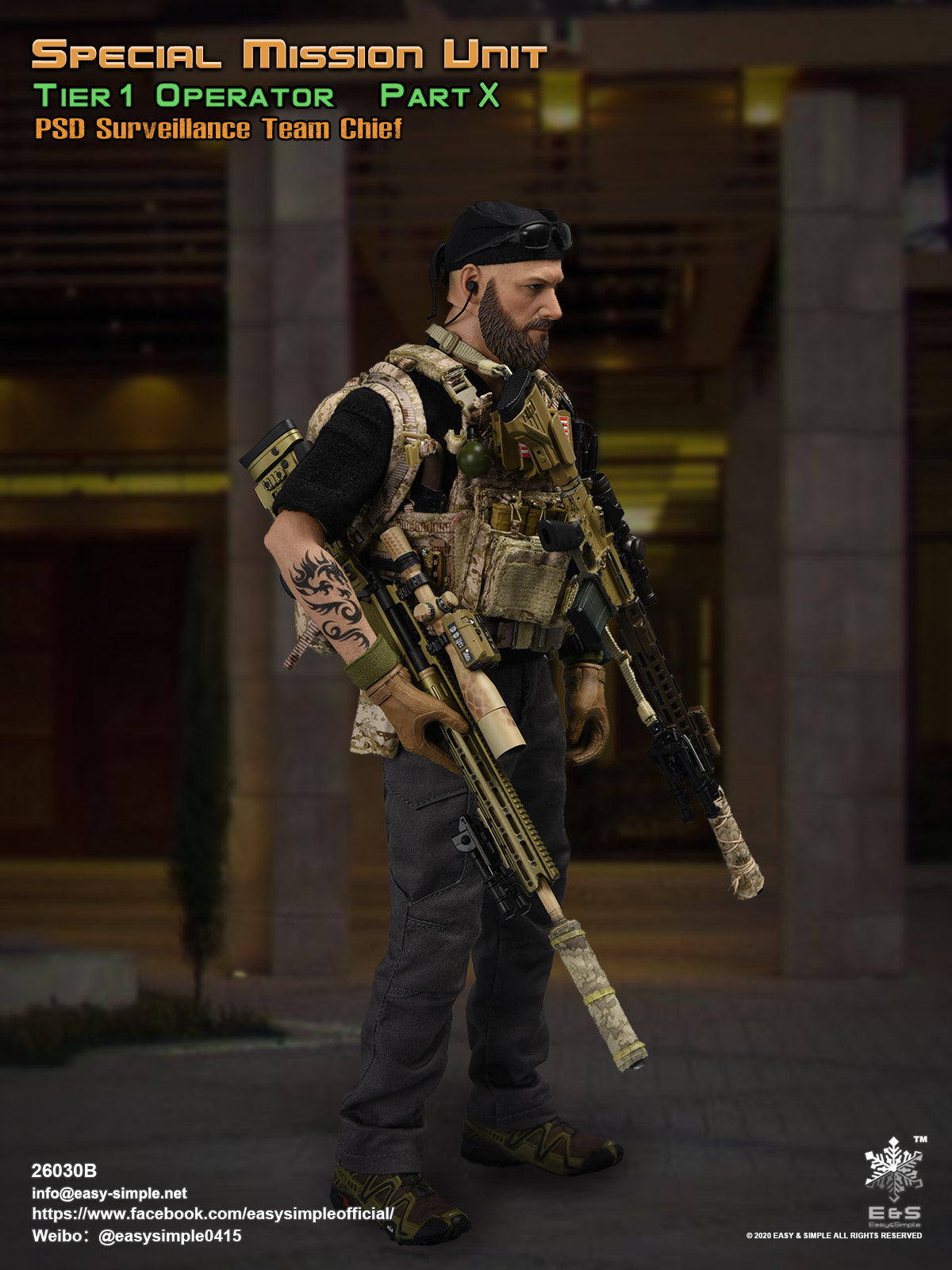 1:6 scale Easy & Simple SMU Tier 1 Operator Part X PSD Surveillance Team Chief for 12" Figures 26030B