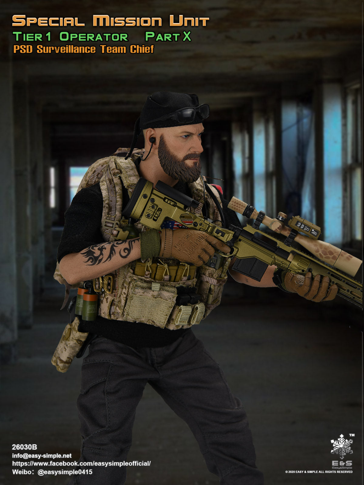 1:6 scale Easy & Simple SMU Tier 1 Operator Part X PSD Surveillance Team Chief for 12" Figures 26030B