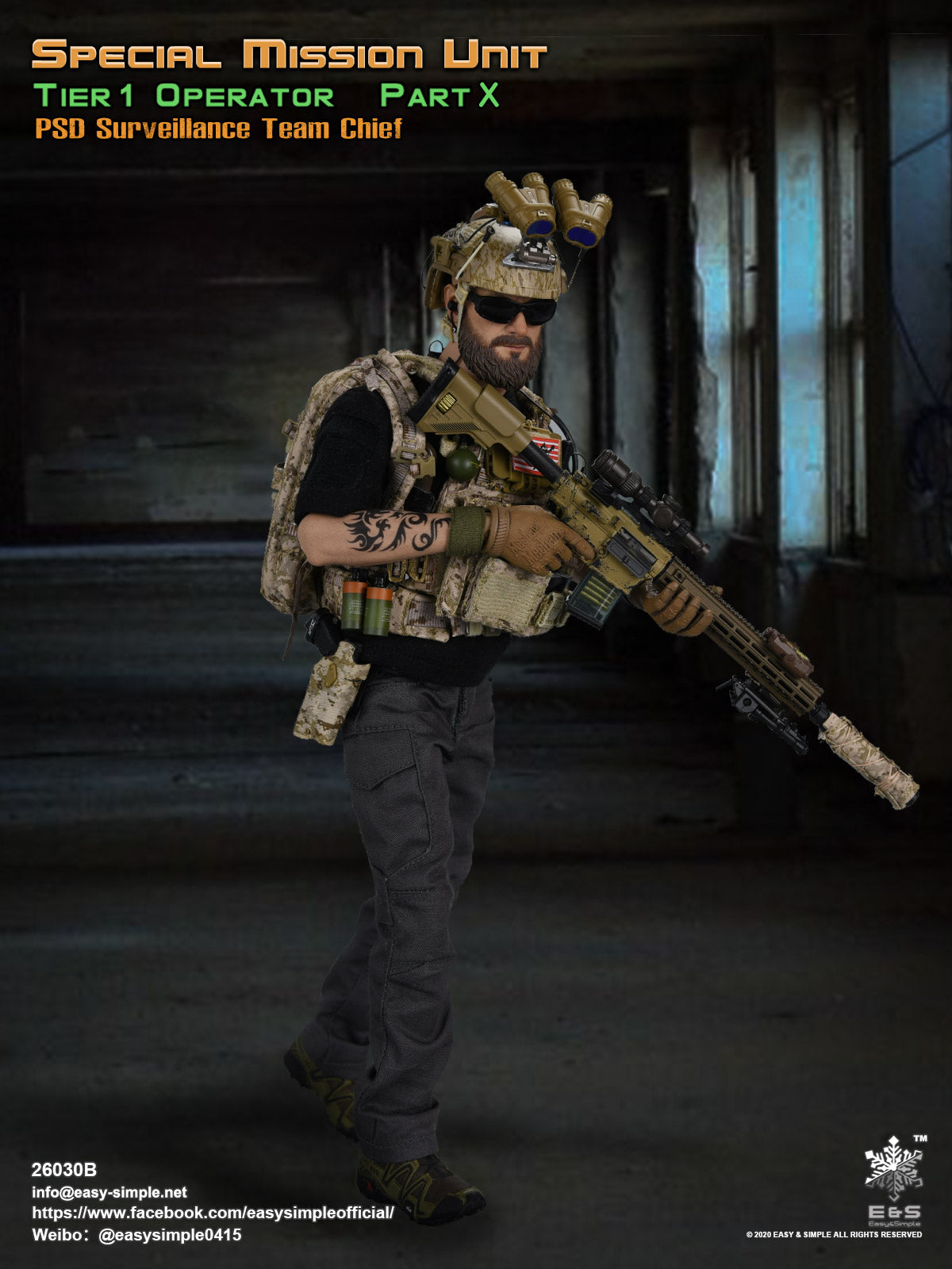 1:6 scale Easy & Simple SMU Tier 1 Operator Part X PSD Surveillance Team Chief for 12" Figures 26030B