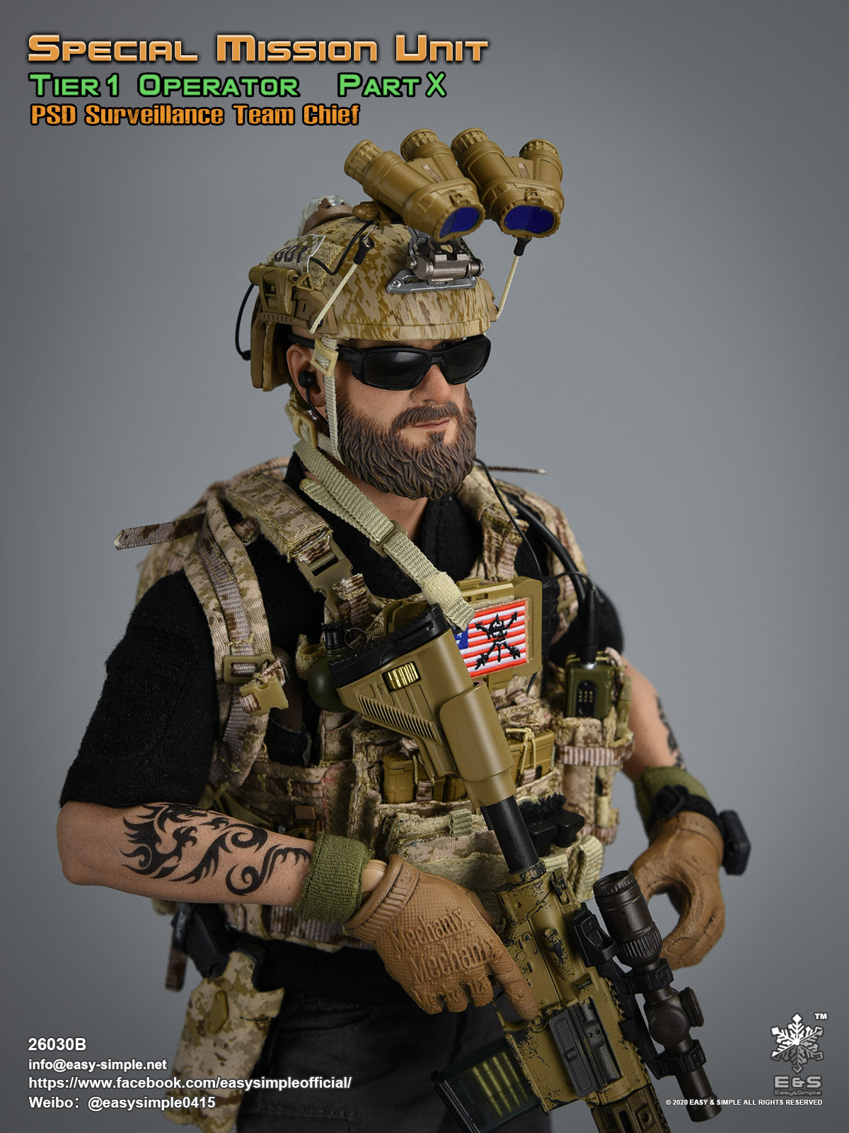 1:6 scale Easy & Simple SMU Tier 1 Operator Part X PSD Surveillance Team Chief for 12" Figures 26030B
