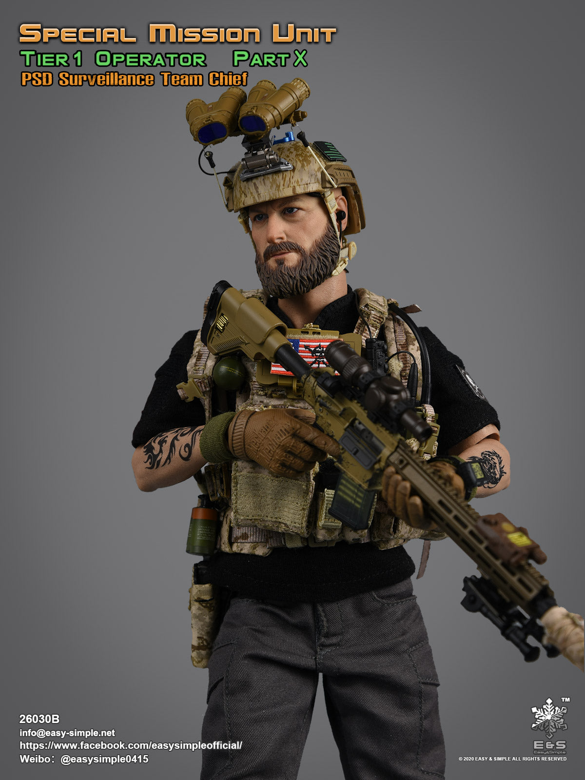 1:6 scale Easy & Simple SMU Tier 1 Operator Part X PSD Surveillance Team Chief for 12" Figures 26030B