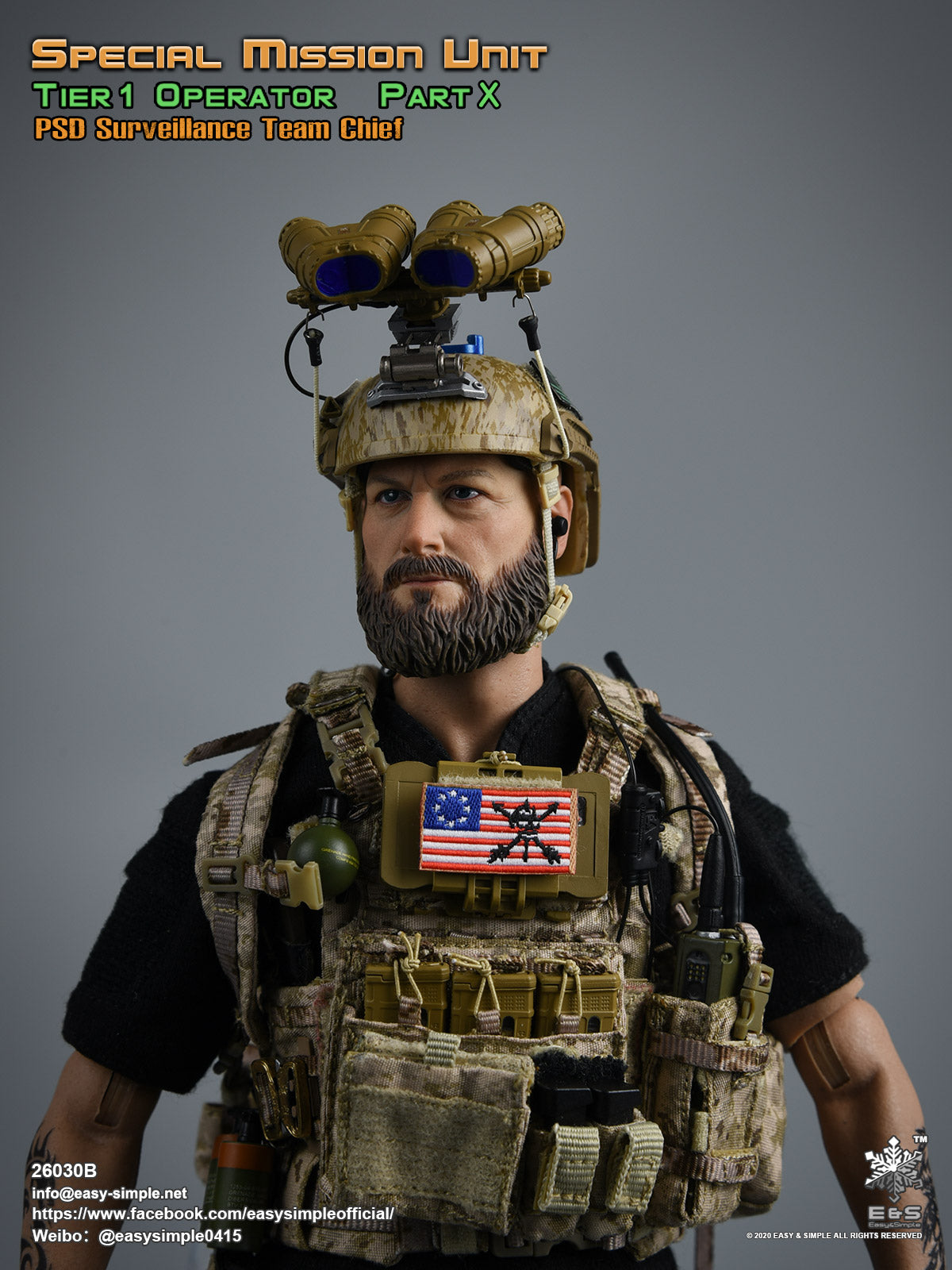 1:6 scale Easy & Simple SMU Tier 1 Operator Part X PSD Surveillance Team Chief for 12" Figures 26030B