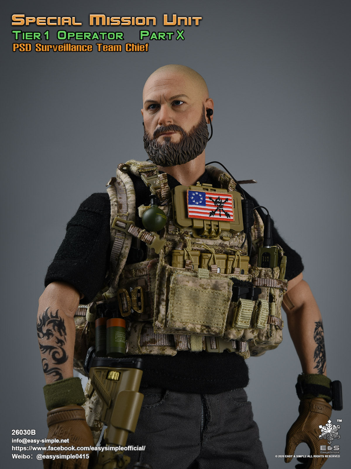 1:6 scale Easy & Simple SMU Tier 1 Operator Part X PSD Surveillance Team Chief for 12" Figures 26030B