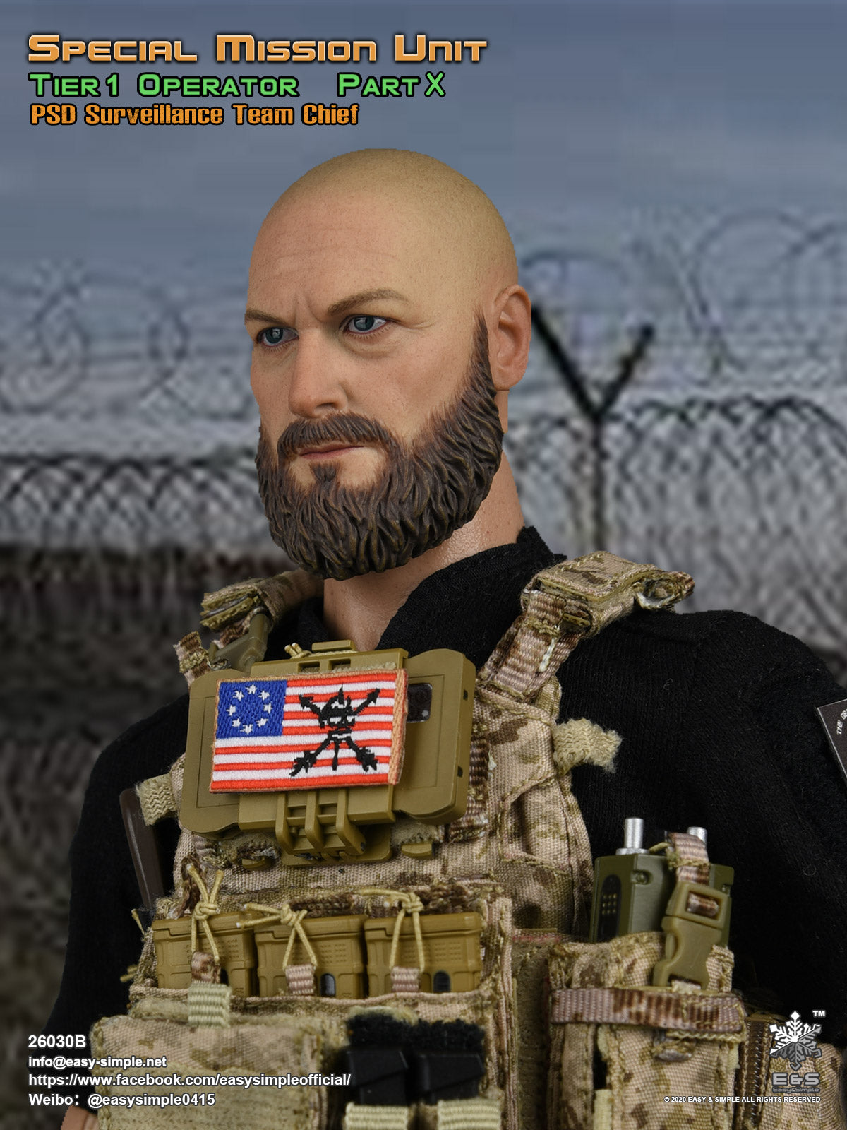 1:6 scale Easy & Simple SMU Tier 1 Operator Part X PSD Surveillance Team Chief for 12" Figures 26030B