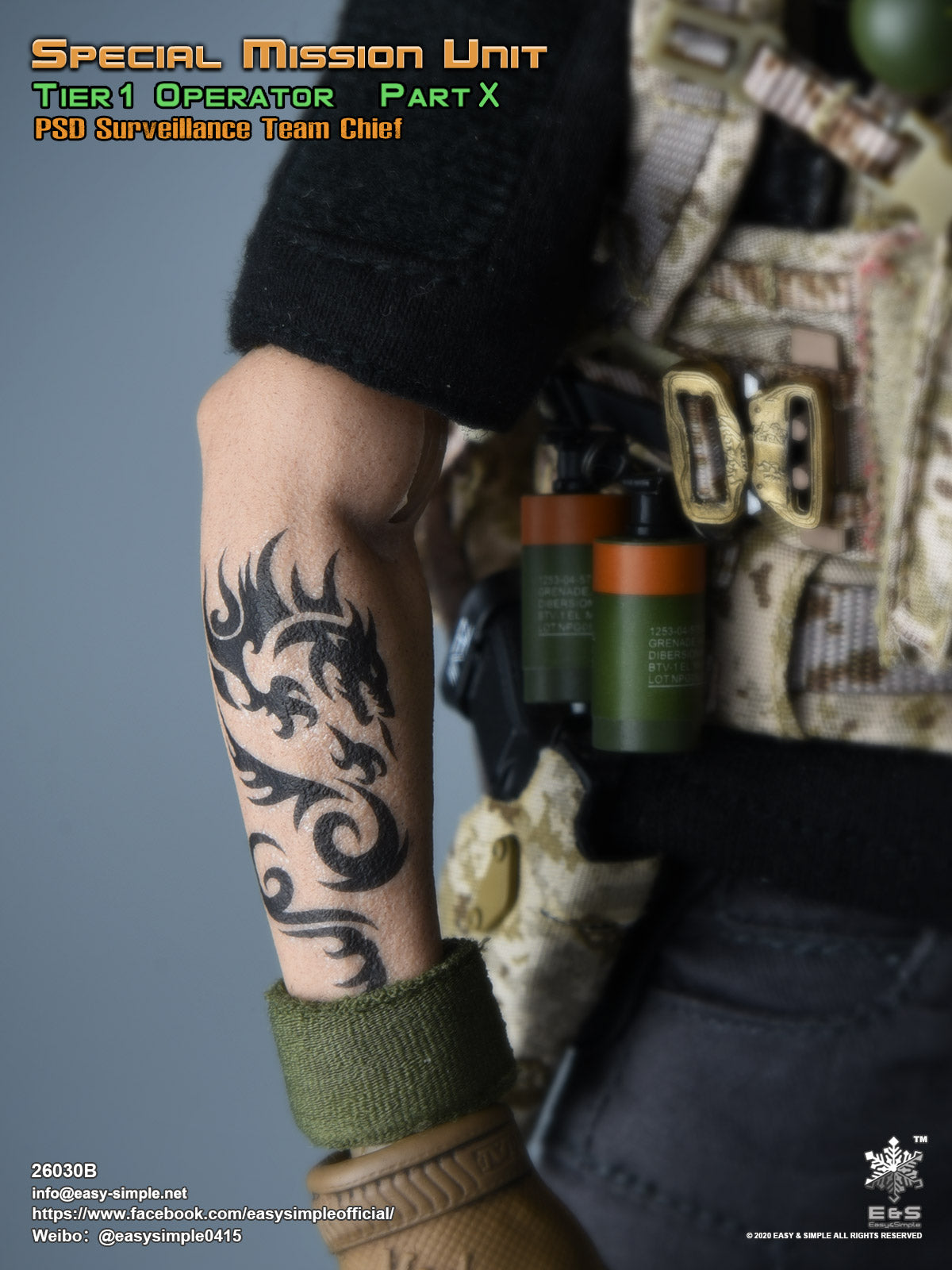 1:6 scale Easy & Simple SMU Tier 1 Operator Part X PSD Surveillance Team Chief for 12" Figures 26030B