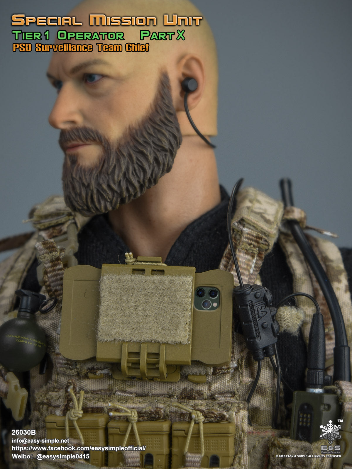 1:6 scale Easy & Simple SMU Tier 1 Operator Part X PSD Surveillance Team Chief for 12" Figures 26030B