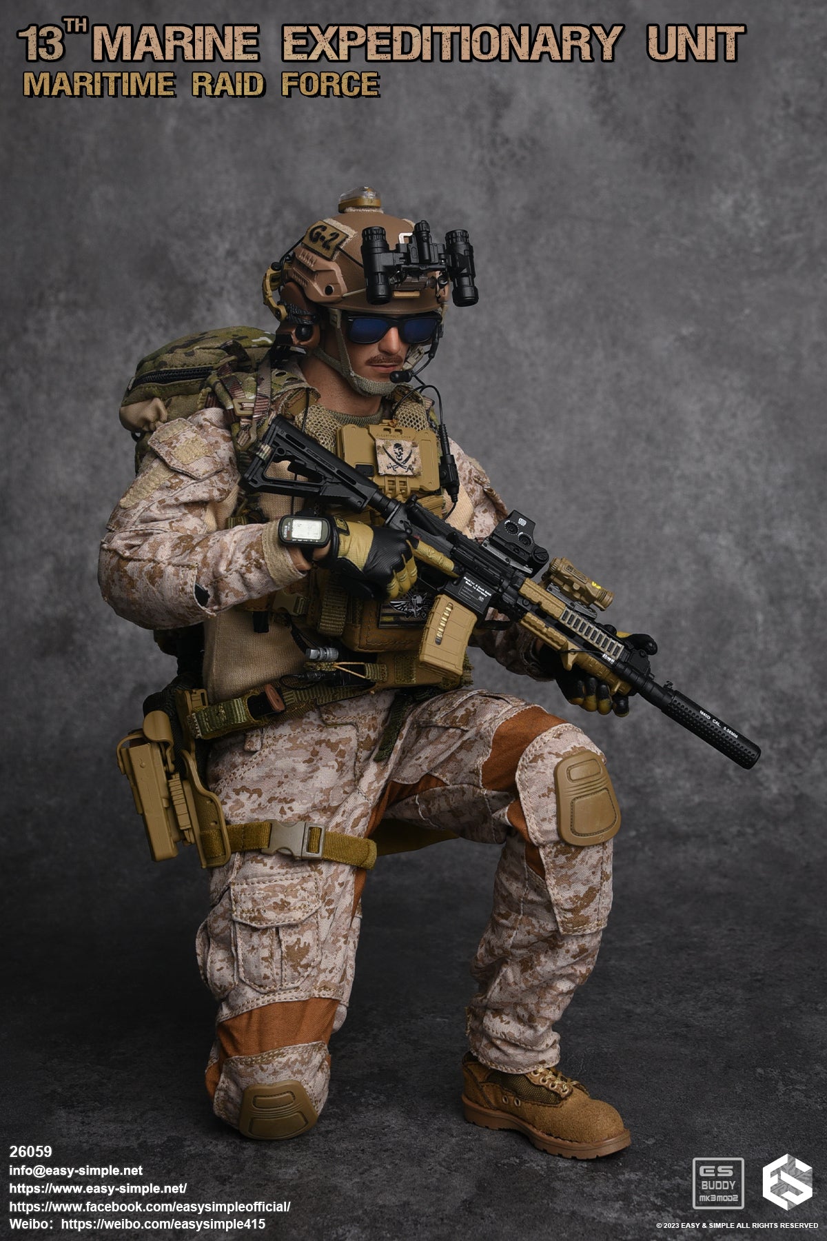 1:6 Easy & Simple 13th MEU Maritime Raid Force USMC M27 URG Rifle for 12" Figure