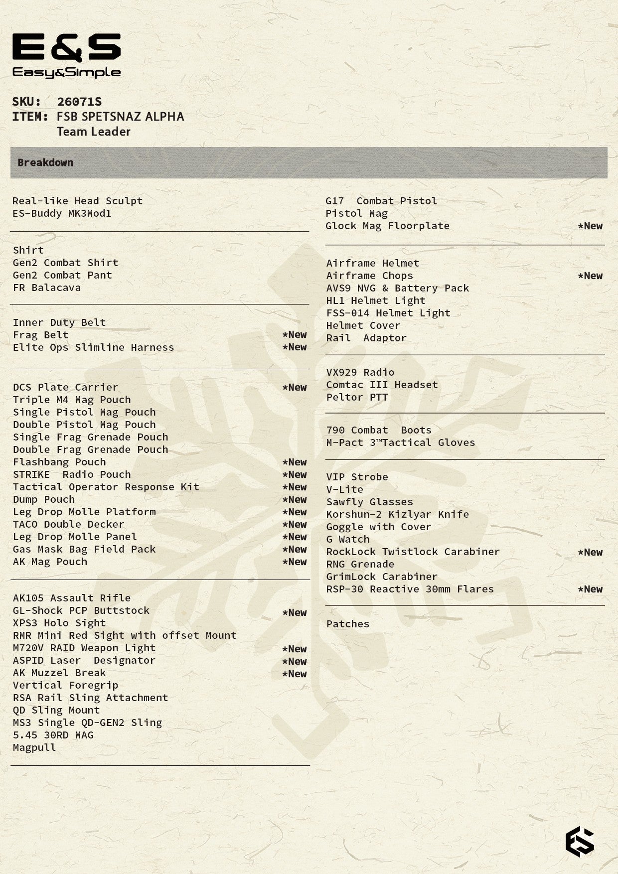 1:6 scale Easy & Simple Russian FSB ALPHA Team Leader Special Version 12" Action Figure 26071S