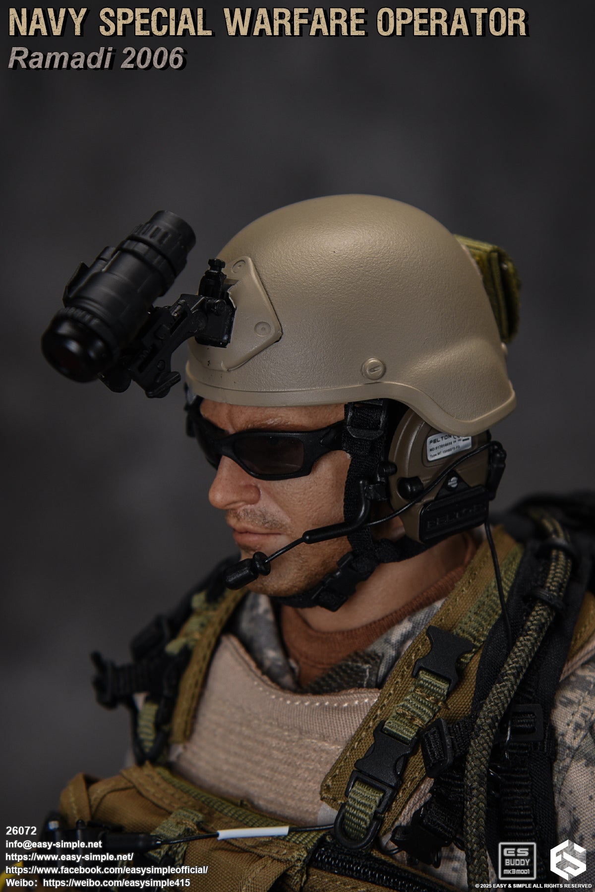 1:6 scale Easy & Simple NAVY Special Warfare Operator MICH Helmet w/ NVG Set for 12" Figures