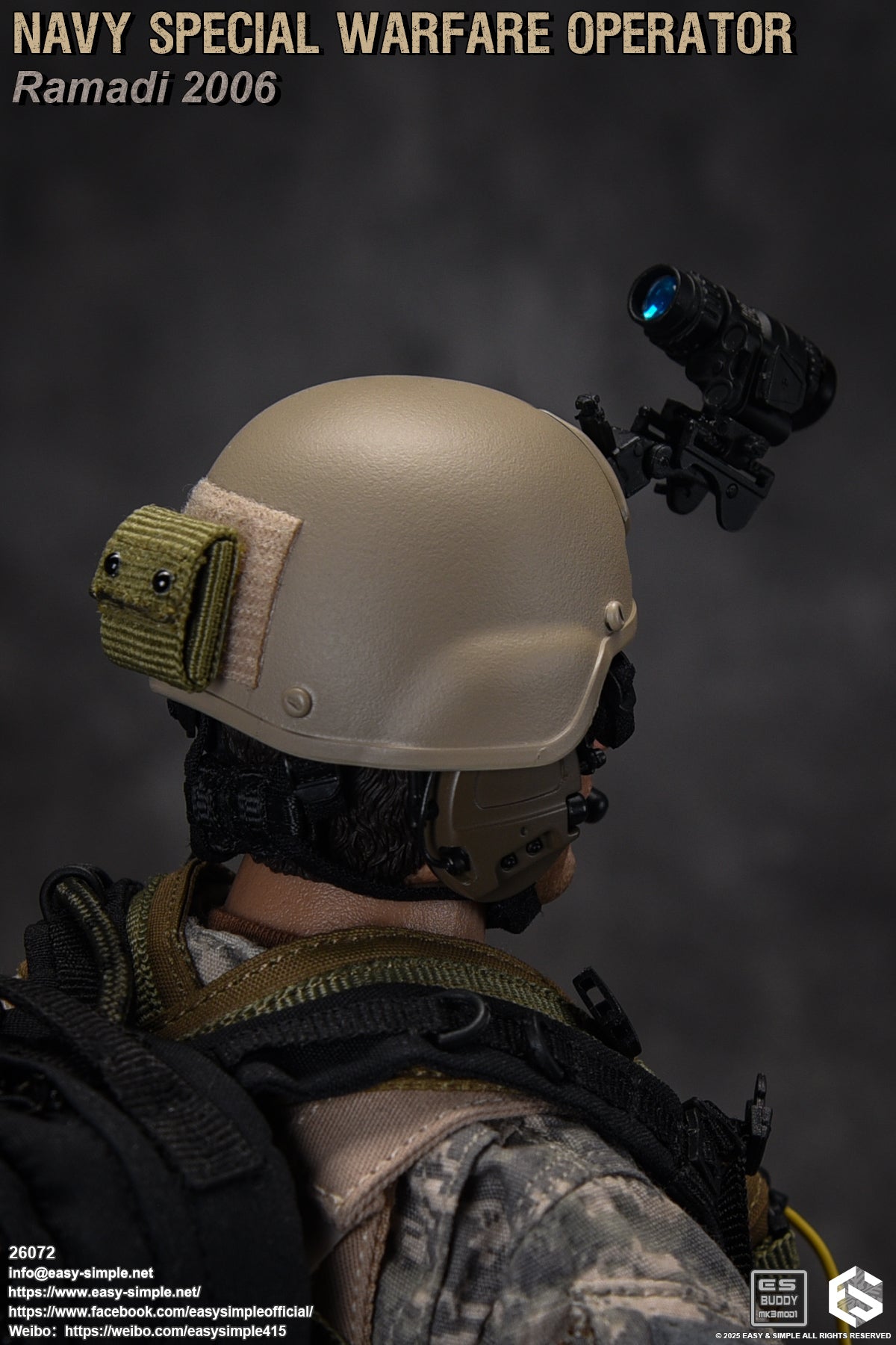 1:6 scale Easy & Simple NAVY Special Warfare Operator MICH Helmet w/ NVG Set for 12" Figures