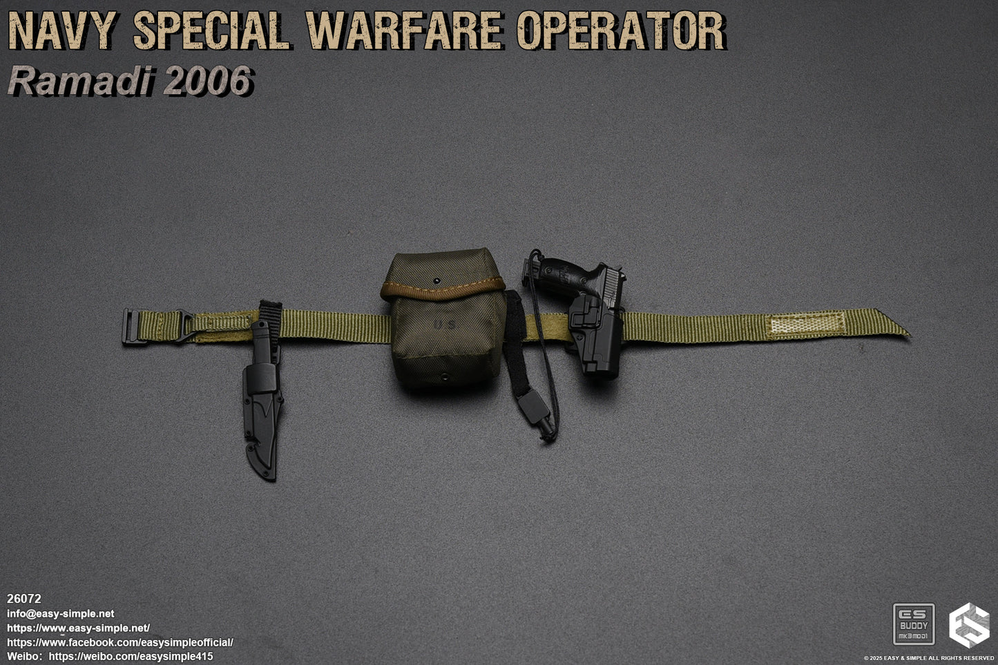 1:6 scale Easy & Simple NAVY Special Warfare Operator Sig Pistol w/ Holster for 12" Figures