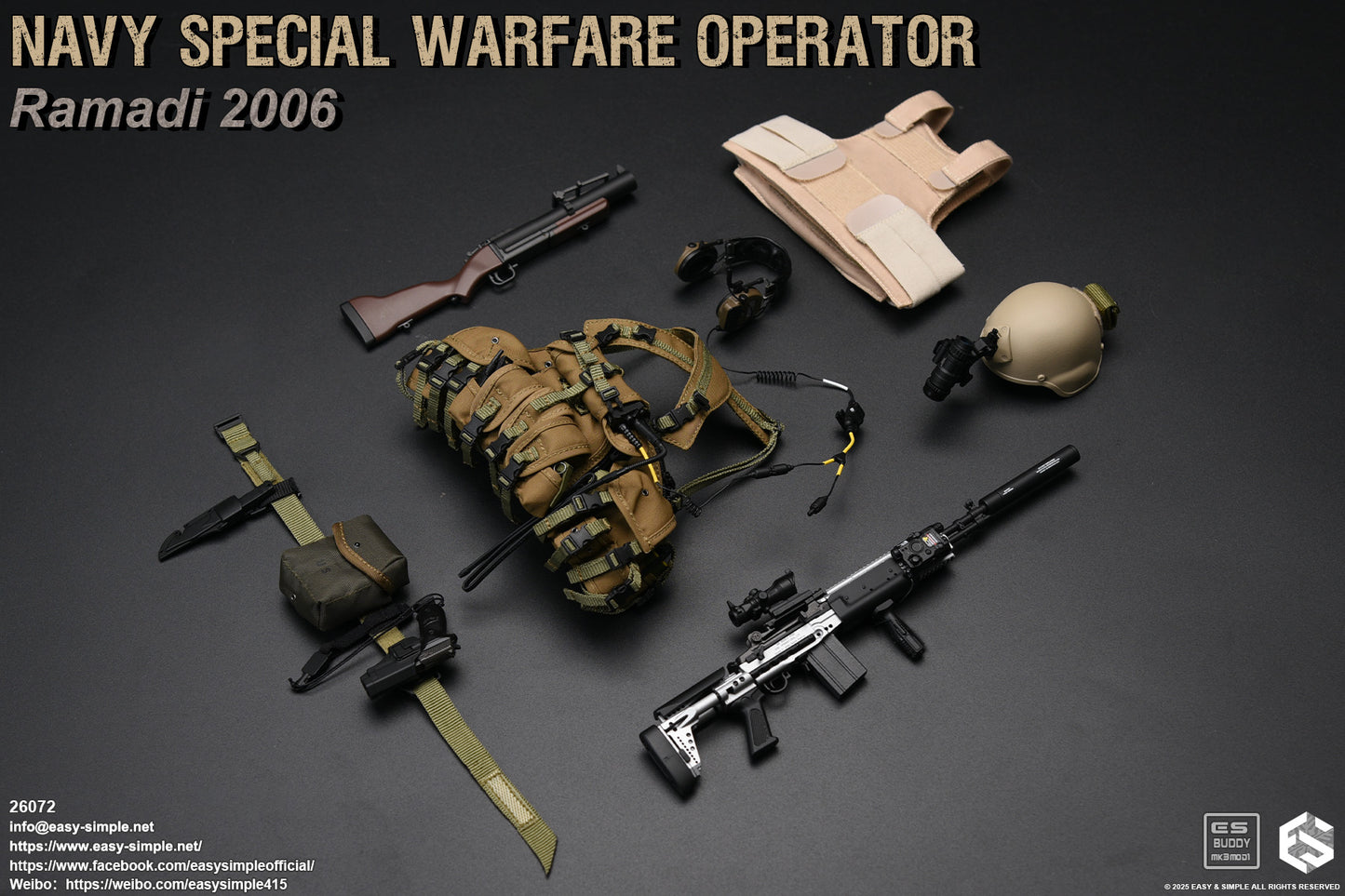 1:6 scale Easy & Simple NAVY Special Warfare Operator Sig Pistol w/ Holster for 12" Figures