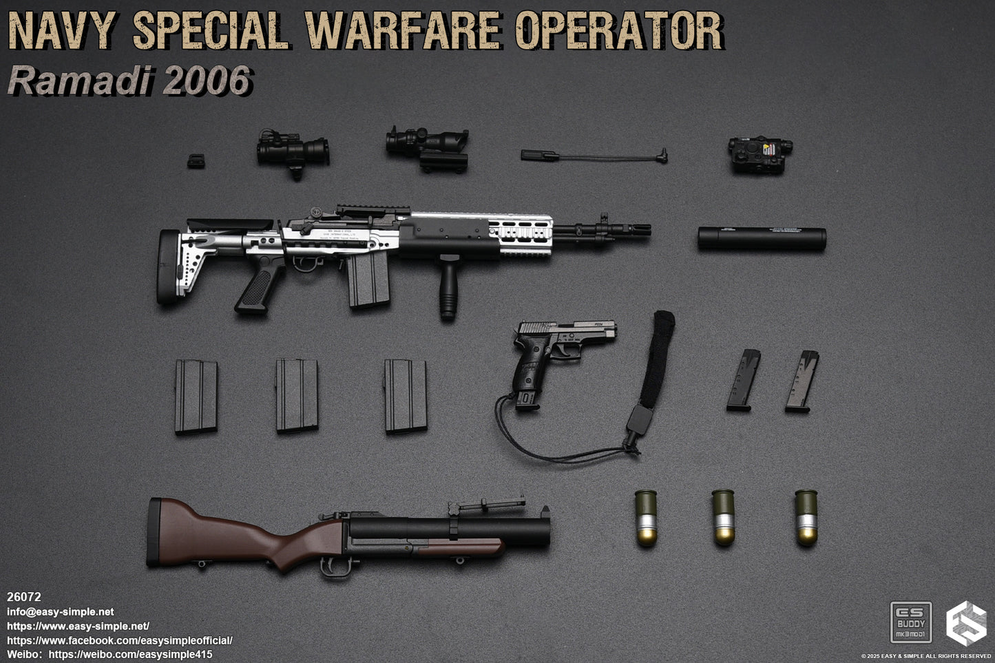 1:6 scale Easy & Simple NAVY Special Warfare Operator Sig Pistol w/ Holster for 12" Figures